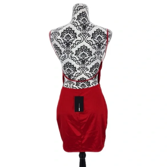 Fashion Nova Flirtini Sleek Red Satin Mini Dress - Picture 7 of 10